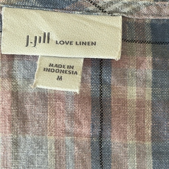 J Jill The Madras Maxi Dress 100% Linen Sleeveless Relaxed Fit Pockets Blue Sz M - Picture 11 of 14